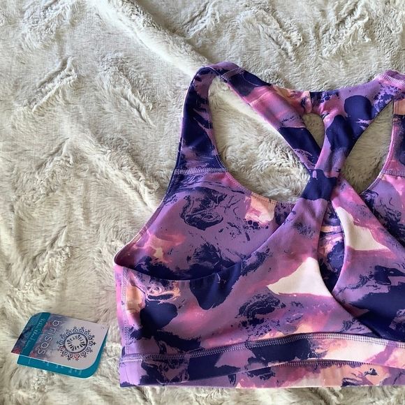 NWT Brisas Marble sports bra activewear athletic athleisure size large - Picture 8 of 10